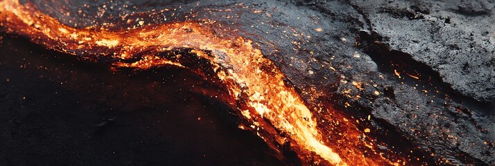 Witness the mesmerizing power of nature with this Ultra HD slow-motion footage of volcanic lava flowing, capturing every fiery detail in stunning 4K resolution