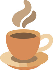 Flat Coffee Cup Illustration with Steam – Warm Brown Hot Drink Vector Art