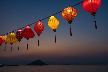 Beautiful dusk at Kennedy Town on Mid-Autumn Festival, Hong Kong