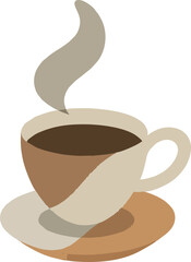 Earth Tone Coffee Cup Vector Illustration with Steam – Minimalist Warm Drink Clipart