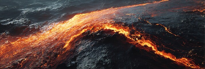 Witness the mesmerizing power of nature with this Ultra HD slow-motion footage of volcanic lava flowing, capturing every fiery detail in stunning 4K resolution