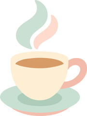 Pastel Coffee Cup Illustration with Steam – Minimalist Hot Drink Vector