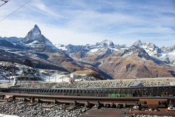 Beautiful landscape at Gornergrat, Zermatt, Switzerland. Looking to Matterhorn from Gornergrat.