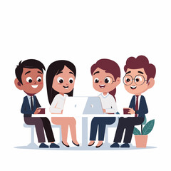 Fototapeta premium Group of Diverse Gen Z Professionals Collaborating at a Modern Workspace During the Day Over Coffee Generative AI