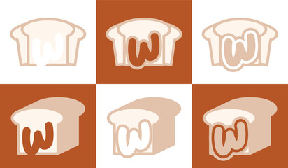 Letter W white bread. This logo combines letters and white bread. Suitable for bread shops, bakery, cafe, and the like.