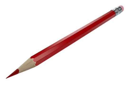 A vivid red wooden pencil displayed on a subtle surface against a black background for visual appeal
