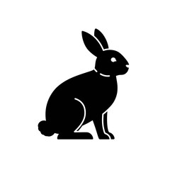 Silhouette of a Rabbit: Minimalist Black Vector Illustration