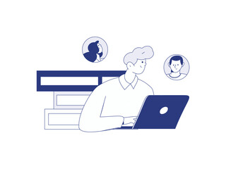 Personnel doing job interview flat vector concept operation hand drawn illustration
