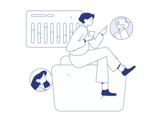 Personnel doing job interview flat vector concept operation hand drawn illustration
