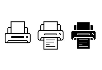 Printer line icon vector set. Stroke vector printer line icons symbol. Machine print.  Illustration home printer icon outline.
