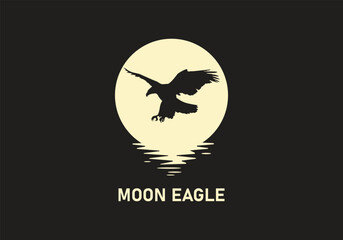 Moon Eagle Silhouette Logo for Wildlife and Outdoor Brand