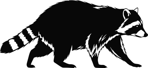 Raccoon Walking Profile Silhouette Vector © Ruwan
