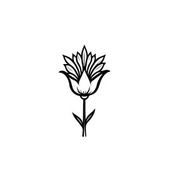 Stylized botanical graphic: Elegant single flower design in black and white