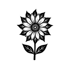 Elegant sunflower illustration with stylized petals against a plain backdrop