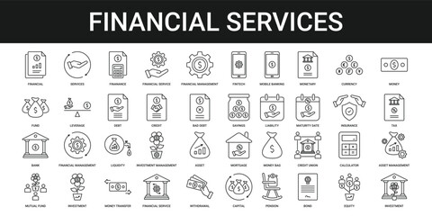 Financial Services Icon Set Collection