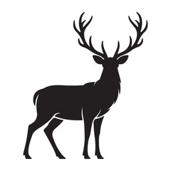 Majestic Deer Silhouette Vector - Stag Antler Wildlife Clipart