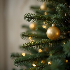 Christmas Tree with Golden Ornament