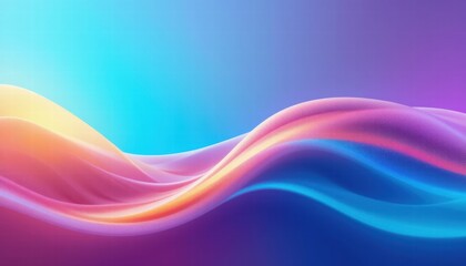Colorful abstract wave background with smooth gradients blending in soft hues of blue, pink, and purple creating a tranquil and modern atmosphere