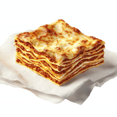 Delicious Homemade Lasagna on Linen Cloth - Vibrant Food Photography