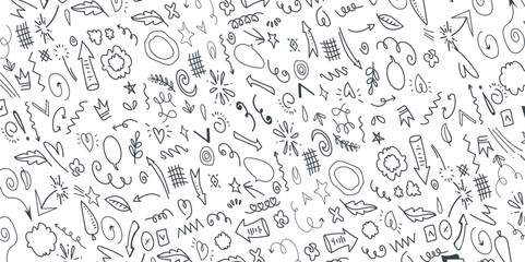 Vector hand drawn set of calligraphic elements. Set of Hand drawn doodle elements for concept design isolated on white background. vector illustration.