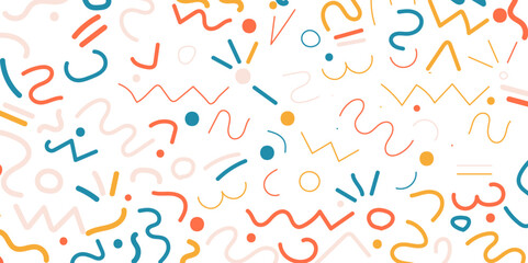 Color isolated illustration. Hand drawn colorful lines flat icons set. Creative style art background for children or trendy design with basic shapes.