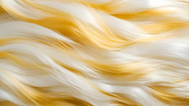 艶のあるふさふさな金色と白色の毛皮の背景