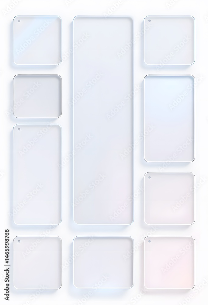 Poster Clean Digital Interface Design With Glass Elements, Frosted Panels, And Soft Shadows Creates A Modern Look, The Layout Is Minimalist And Visually Appealing. This Gradient Color Scheme Offers Elegant