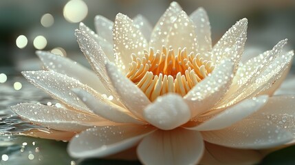 Delicate Water Lily in Dew Drops