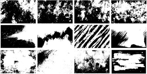 Grunge Texture Collection, Distressed Black and White Overlay Backgrounds for Design and Art Projects