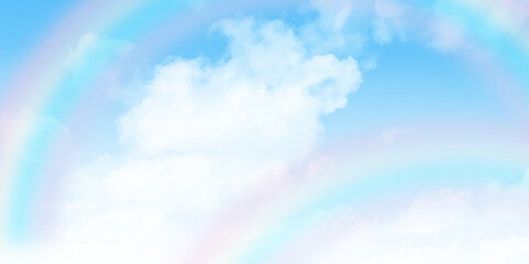 Clouds in the sky as background. Beautiful rainbow sky image.