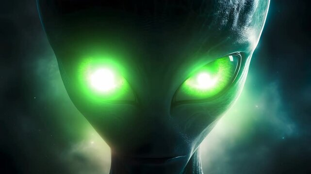 緑色に光る目の宇宙人のイメージ