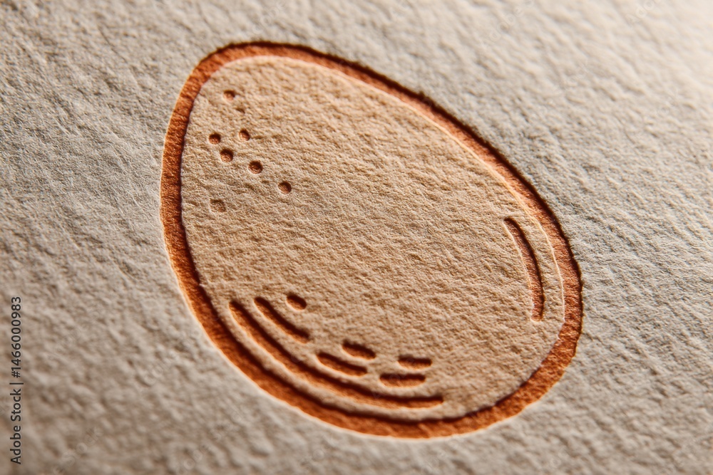 Poster pressed egg outline on soft recycled paper showcasing texture and design details crafted for eco-fri