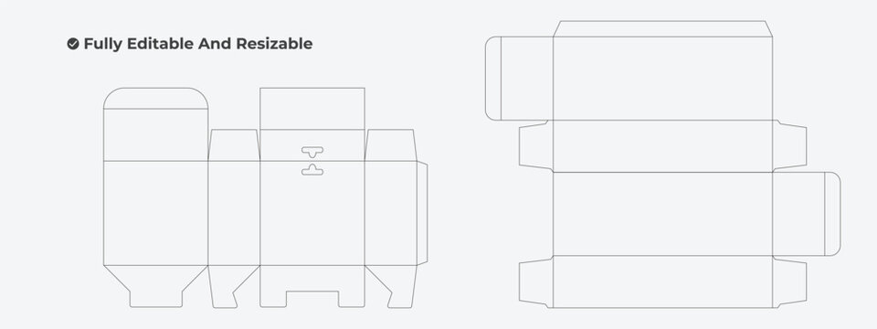 Editable Box Packaging Die-line Template Custom Folding Box Die-line Template Editable Packaging Layout