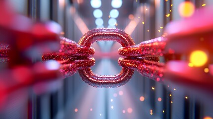 Connected Shiny Metallic Rings in a Tunnel, Abstract Background