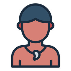 male avatar wear lei filled line icon avatar identity