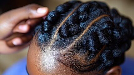 Naklejka premium Knotted braids with Black girls hair.