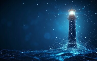 Digital Lighthouse Guiding Through Network Cybersecurity Innovation Technology Data Future Hope Guidance Beacon Digital