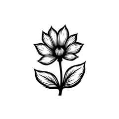 Elegant monochrome floral sketch, showcasing delicate petal and leaf details