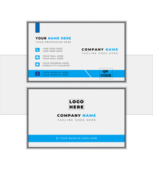 Modern and simple business card design with blue & white color 
