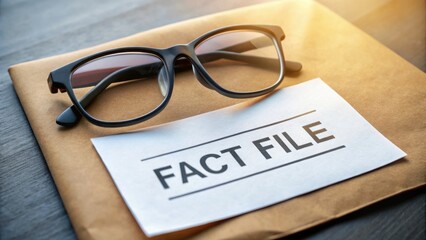 Glasses Resting on Brown Envelope with Fact File Document