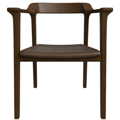 Modern wooden chair with sculpted armrests and simple lines