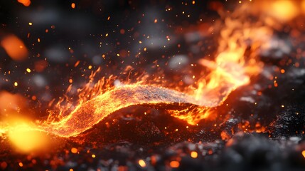 Magnesium Ribbon Burning: A magnesium ribbon igniting in a bright, white-hot flame, with sparks flying and detailed textures on the burning metal. 
