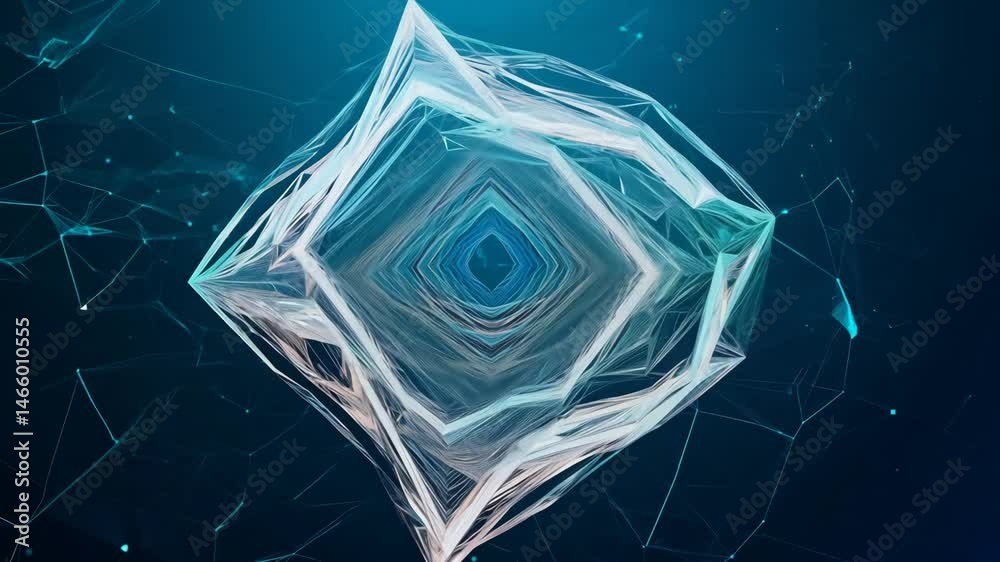 Poster abstract diamond shape connection network plexus background in 4k.