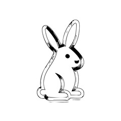 Cute Bunny Line Drawing – Minimalist Black and White Rabbit Illustration