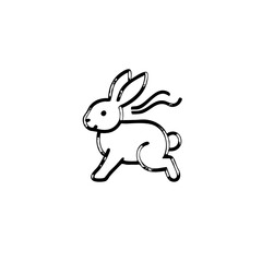 Cute Bunny Line Drawing – Minimalist Black and White Rabbit Illustration