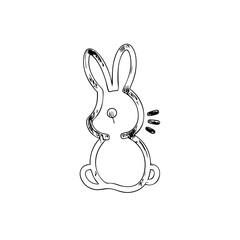Cute Bunny Line Drawing – Minimalist Black and White Rabbit Illustration