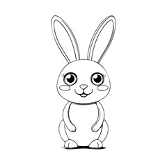 Cute Bunny Line Drawing – Minimalist Black and White Rabbit Illustration