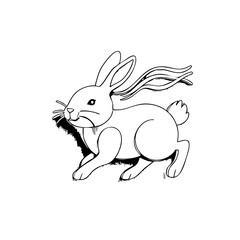 Cute Bunny Line Drawing – Minimalist Black and White Rabbit Illustration