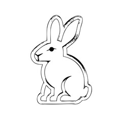 Cute Bunny Line Drawing – Minimalist Black and White Rabbit Illustration