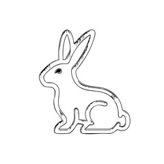 Cute Bunny Line Drawing – Minimalist Black and White Rabbit Illustration
